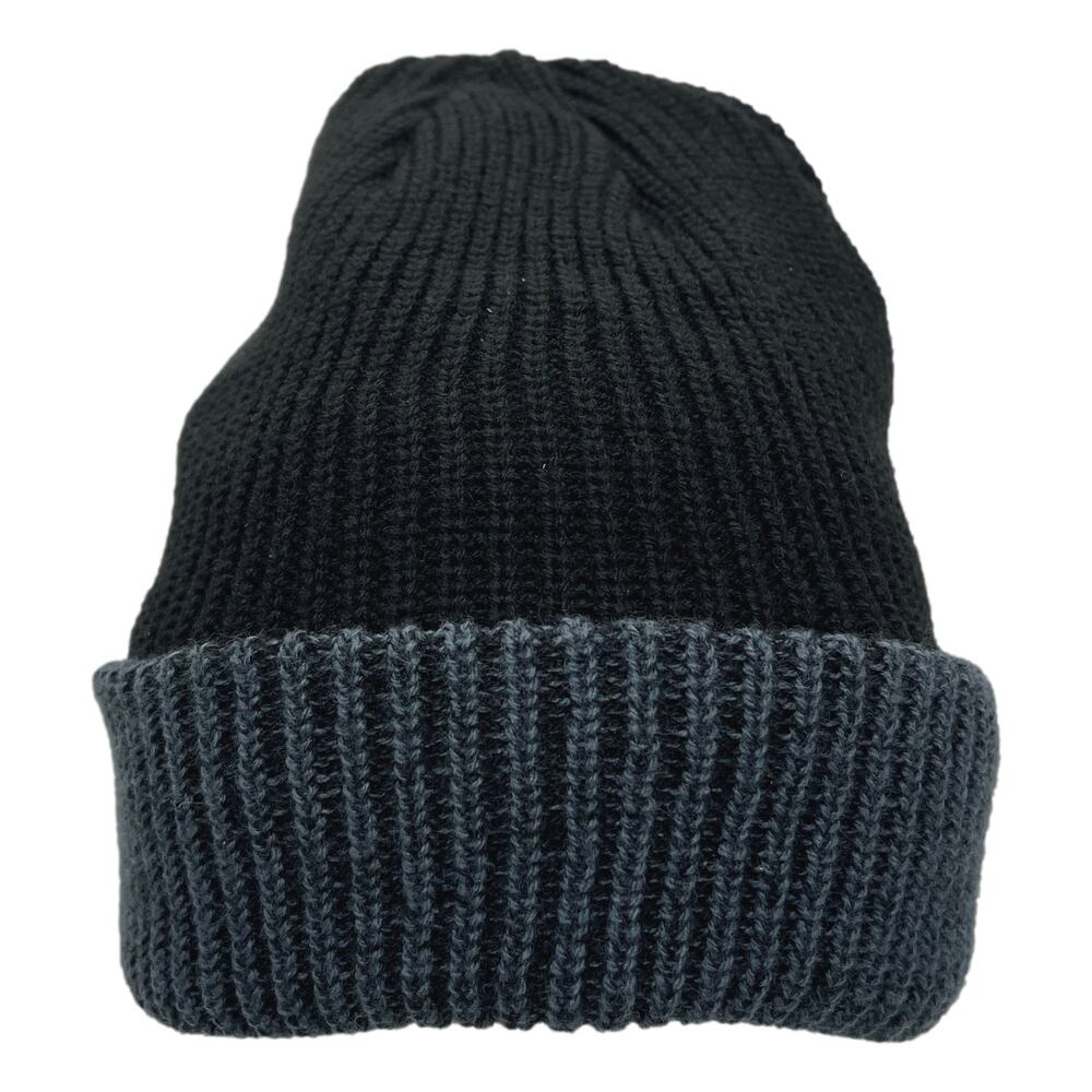 Black/Grey Thick Insulated Long Cuffed Beanie Winter Ski Cap Snowboard Hat